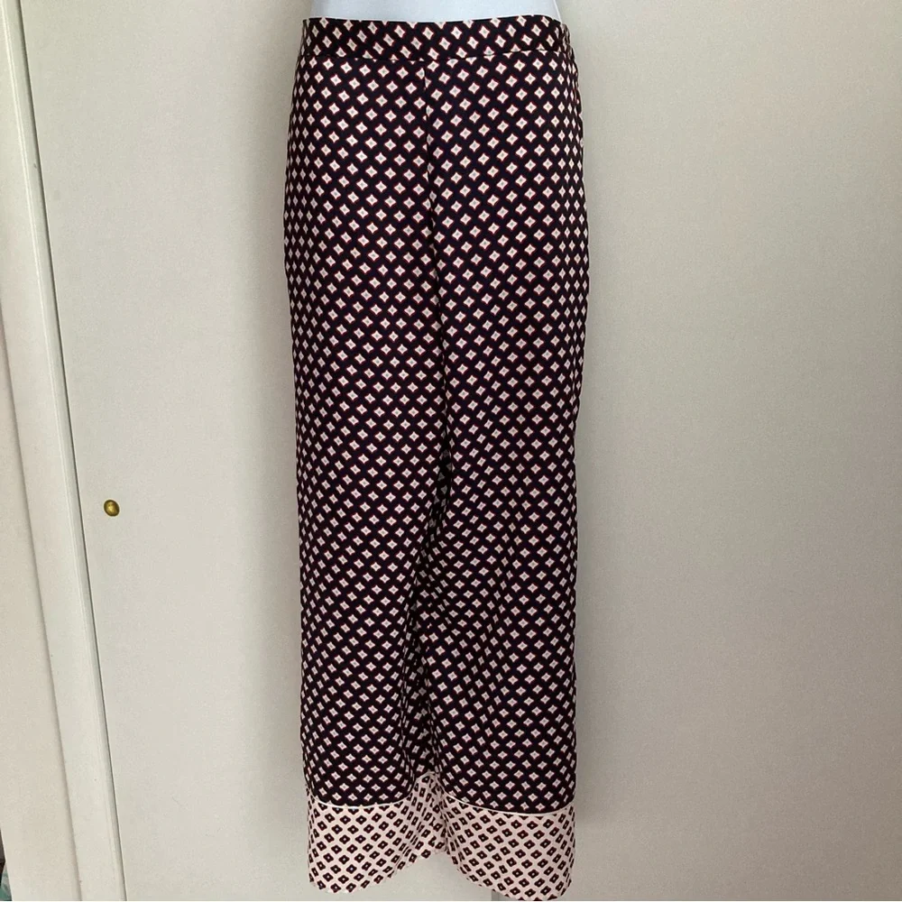 Zara Patterned Satin Effect Wide Leg Pants, NWT Sz M